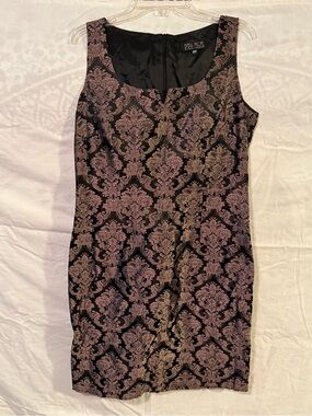 Speechless Black and Gold Brocade Sheath Mini Dress